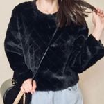 ZARA Faux Fur Pullover Sweater Black Quilted Plush Photo 0