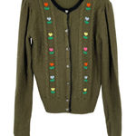 Manoush Wool Blend Embroidered Cardigan Grandmacore Sweater Size M Green French Size M Photo 0