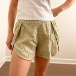 Madewell Sage Green Textured Side Slip Elastic Waist Shorts Photo 0