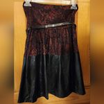 Flamingo NWOT  Burgundy Lace Floral Sweetheart Sleeveless Belted Dress Size Small Photo 1