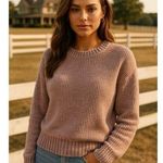 Cynthia Rowley  Blush Pink Chenille Rolled Hem Boxy Crew Neck Pullover Sweater  L Photo 0