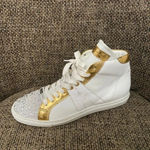 Alessandro‎ Dell'acqua Embelished High Top Sneakers in White & Gold EU 38 Size 7 Photo 5