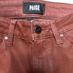 Paige  Hoxton 27 High Waist Ankle Skinny Coated Jeans Burgundy Dust Luxe Photo 4
