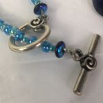 Artisan  lapis lazuli pendant glass beaded marcasite blue necklace 20” Photo 3