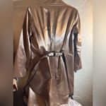 Brandon Thomas NWOT Taupe Gold Trench Coat w black leather trim pockets dressy M Size M Photo 11