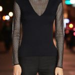 Maje  Lysea Mixed Media Long Sleeve Top Gothic Fairygoth Rocker Party Size 1 (S) Photo 0