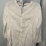 Sigrid Olsen ‎ 100% Linen Pearl Like Button Front White Tunic Women’s Size M Photo 0