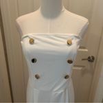 Elegant Ivory Sleeveless Jumpsuit and long vest set in large White Photo 2