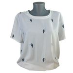 Ann Taylor Loft Outlet Women's White Toucan Print Top Blouse Shirt Size Large Photo 0