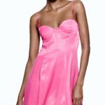 ZARA NWT Pink Satin Corset Chain Strap Dress Photo 0
