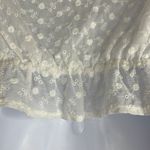 idem Ditto  White Eyelet Floral Crop Top Small Peplum Ruffle Sleeve Plunge Neck Photo 5