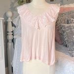 Altar'd State Ruffle Eyelet Collar Peach Pastel Flowy Top Photo 1