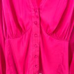 Torrid  5 hot pink blouse popover v-neck silky plus office going out colorful 5X Photo 3