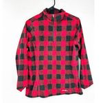 Eddie Bauer Red Black Buffalo Check Plaid Fleece Half Zip Pullover Sweater Sz M Photo 0