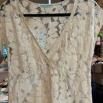 Maurice's  Floral Lace Cover Up Dress V Neck Beige Summer Beach Size‎ L Photo 1