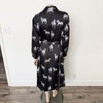 ZARA [] Black Zebra Novelty Print Belted Shirt Dress Midi Blogger Fave Sz Large L Photo 2