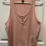 Wild Fable  Pink Waffle Knit Henley Tank Top Cropped Size L Photo 0