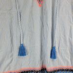 Altar'd State Cover Up Women M Blue Pinstripe Tassels Embroidery V-Neck Boho Photo 4