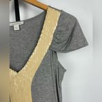 Boston Proper  Gray Short Sleeve Blouse‎ with Sequin Neckline Photo 1