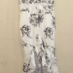 Lulus XS White & Black Floral Ruffle High-Low Maxi Casual Summer Dress Photo 0