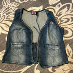 Harley Davidson  Jean vest. Zipper front. Rhinestone Harley on back. Size 1X Photo 2