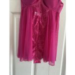 Escante Pink Lingerie Medium Babydoll Sheer Lace Full Cup Support Sexy Chemise Photo 3