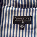 Duffield Lane Blue & White Pin Stripe Sleeveless Collared Tunic Shirt Size XL Photo 3