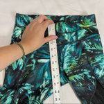 Athleta Green Tropical Palm Tree Print & Black Mesh Capri Leggings Photo 5