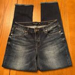 Max jeans Straight Cropped Embroidered Lightly Distressed Frayed Hem Jeans Sz 4 Photo 8