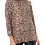 Tuckernuck  Faye Leopard Print High Neck Ruffle Collar Tie Back Swing Top XS Photo 0