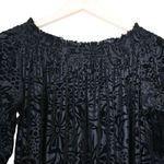 Free People  Womens S A Little Twist Off Shoulder Velvet Black Top Photo 4