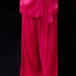 ZARA NWT  Satin Effect Shiny Wide Leg Fuchsia Pant Bloggers Fave XS Photo 0