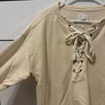 Aerie  Lace Up Oversized Crew Sweatshirt Cream Photo 3