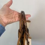 Fossil Tan Tweed Straw Summer Shoulder Bag Wooden Handle Photo 5