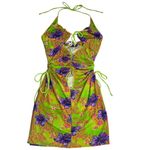 I am gia I.Am.Gia Svana Cutout Halter Mini Dress in Hawaiian Hibiscus‎ Drawstring Size XS Photo 4