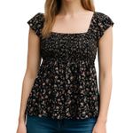 Ultra Flirt Smocked Ditsy Floral Sleeveless Milkmaid Pinup Flowy Crop Top Size M Romantic Photo 0