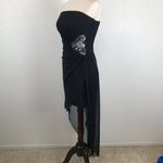 Teaze Me Y2K retro black strapless pull on high/low party prom mini dress 6* Photo 2