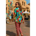 Alfred Dunner 12 Abstract Print Shirt Boldwear Retro Colorblock Artwear Blouse Blue Photo 4