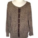 Michael Kors Silk Cardigan Sweater Leopard Print Long Sleeve Women's Size Large Photo 1