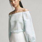Massimo Dutti Cyan Off-the-Shoulder Linen Top Photo 0