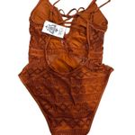 Becca Show & Tell One-Piece Swimsuit Lace Crochet Orange/rust NEW Photo 2