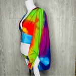 Truth tie dye rainbow balloon sleeve button front cropped shirt / top festival m Blue Size M Photo 3
