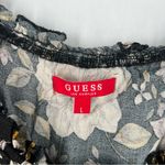 Guess  Dark‎ Floral Long Sleeve Pixxi Off The Shoulder Ruffle Tie Front Crop Top Photo 6