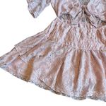 Free People Lala Dawn Rose Pink Lace Mini Dress Cutout Tie Front Size Medium NWT Photo 7