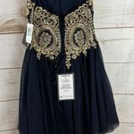 City Studio NWT Special Occasion Strapless Dress Juniors 5 Navy & Gold Photo 12