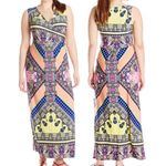 Ny Collection Plus Size Multicolor Sleeveless Maxi Dress Rainbow Chevron Stripe Photo 2