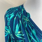 Lilly Pulitzer  Top XS Blue Button Up V-Neck‎ Long Sleeve Tropical Elsa Photo 2