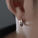 925 Silver Plated Lightning Hoop Earrings for Men Women,Personality Punk Hip Hop Photo 2