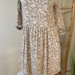 Garnet Hill Womens Taupe/Ivory Floral Bohemian Pocket Detail Dress Sz 08 Photo 0