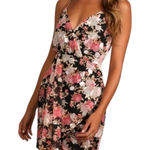 Lulus Black Floral Mini Faux Wrap Formal Dress size Small NWT Photo 0